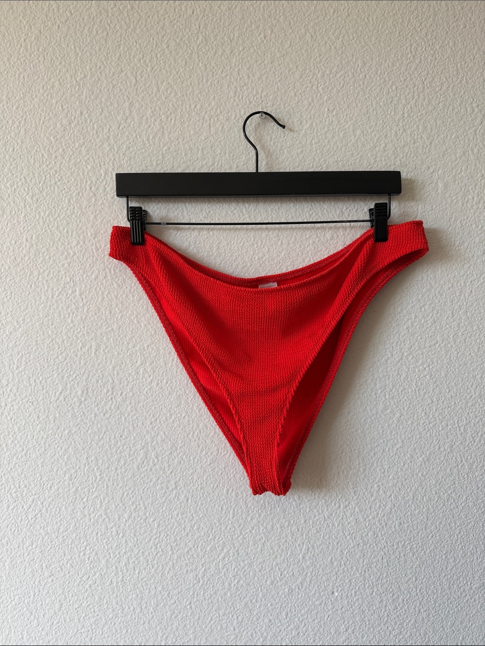Good American Red Ribbed Fits Everyone High-Cut Bikini Bottom